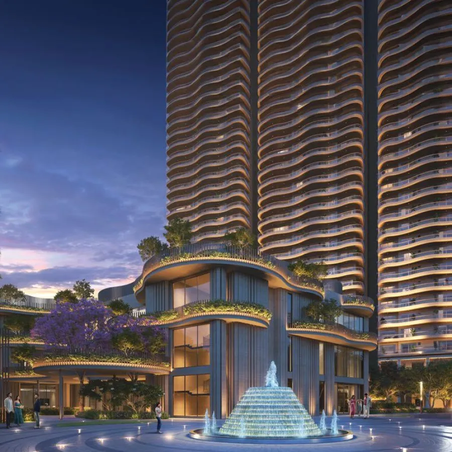 Clubhouse entrance with water feature at Great Value Ekanam, Sector 107 Noida